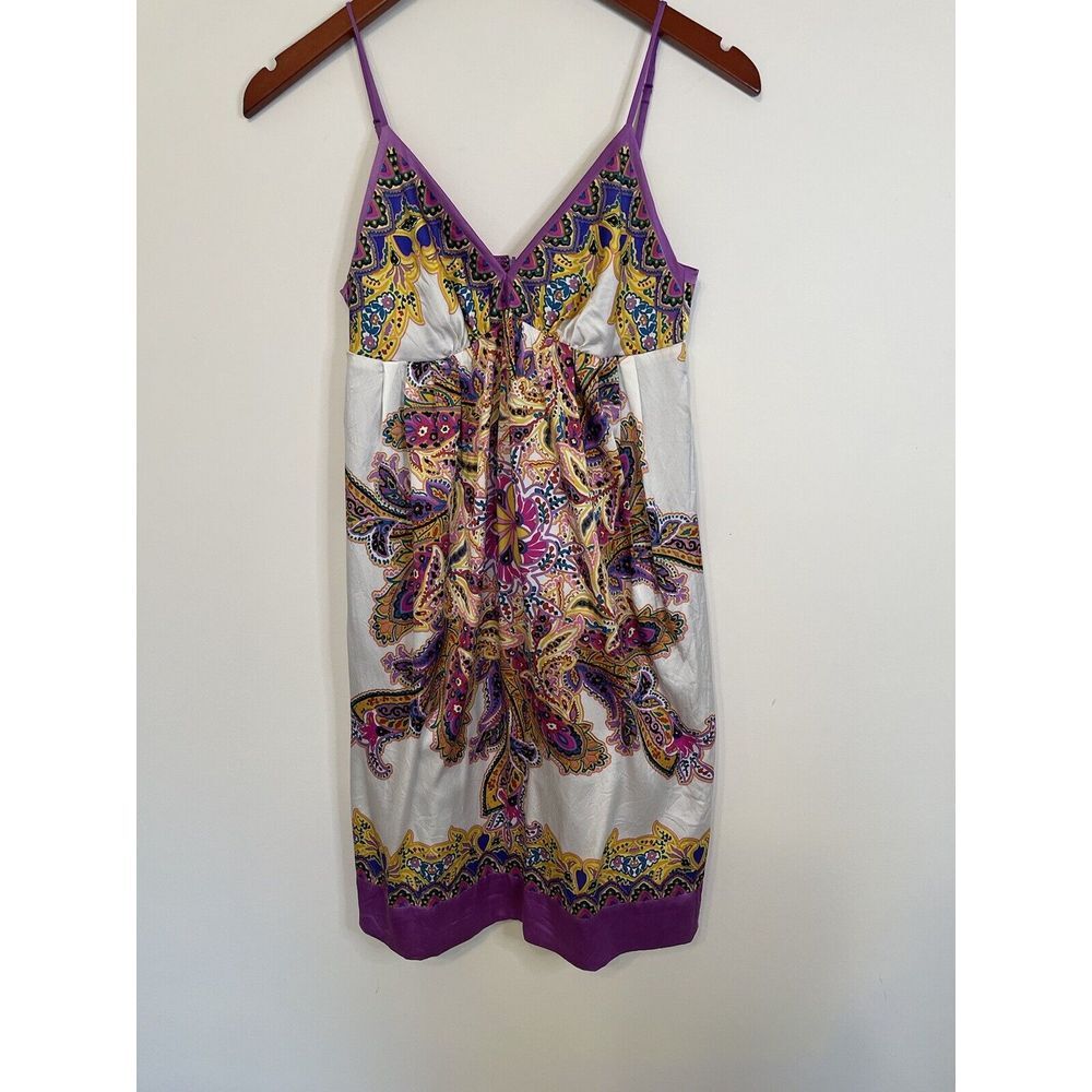 Eci New York Dress size 2 Silky Slip Babydoll Purple Paisley Boho‎